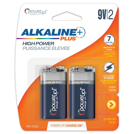 Power Up! Batteries Alkaline Plus 9 Volt, PK 2 031-11152